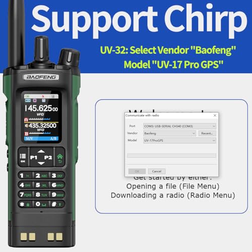 BAOFENG UV-32 Radio Ham Radio Handheld 10W Long Range Rechargeable NOAA Weather Receiver 5RM K5 Tactical Two Way Radio Walkie Talkie for Adults with GPS,USB-C Charging for Hunting Survival Gear,2Pack