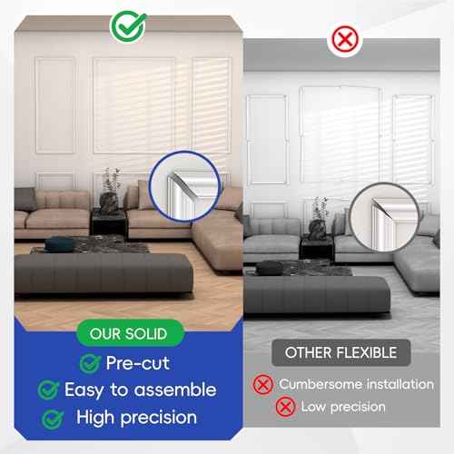 COUKIU 6 Sets Pre-Cut Wall Molding kit,Ready to Assemble Accent Molding Wainscoting Panels for Interior Walls Home Decor£¨6 Frames£¬Style2)