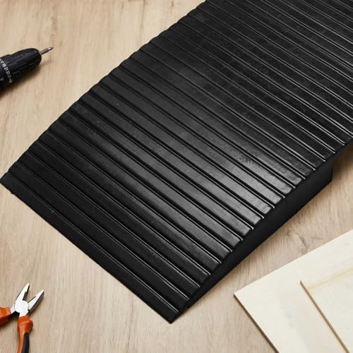 19.7 x 33.9 x 2.8 inch Rubber Curb Ramp Bridge Threshold Ramps for Doorways, Get in and Out of Houses, Wheelchairs/Walkers, Non Slip Indoor Outdoor Patio Transition Ramp