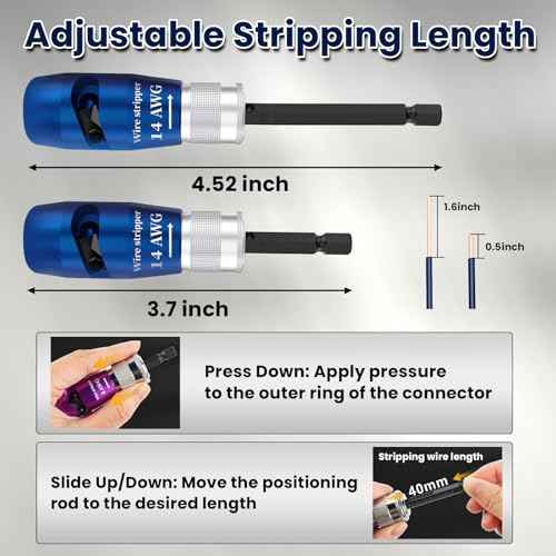 Wire Stripper for Drill 14/12/10/8/6AWG Wire Twister Tool for Drill, Electrical Drill Wire Stripper, Upgraded Wire Stripping & Twisting Tool Kit, 25Pcs Wire Nuts, Electrician Tools Set