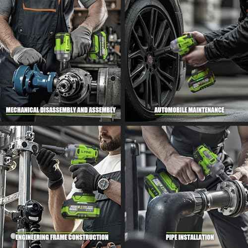 L FINE Cordless Impact Wrench 1/2 inch, 600N.m (405Ft-lbs) Power Impact Drill Kit Tools, 3200RPM High Torque Brushless Motor Impact Driver, 2 x 4.0Ah Battery, 5 Sockets, Charger, Electric Impact Gun