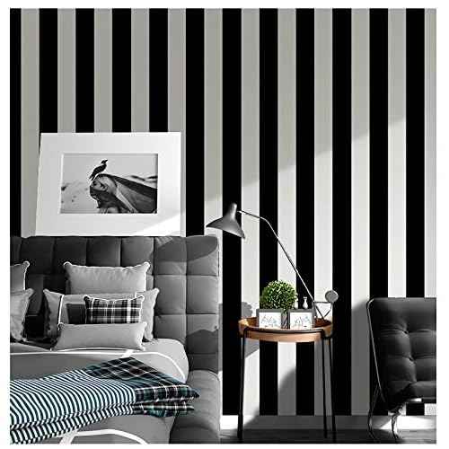 Guvana Stripe Black and White Peel and Stick Wallpaper Self-Adhesive Wallpaper 118"x17.7" Removable Contact Paper Waterproof Wall Paper Decorative Wall Covering Cabinets Shelves Drawer Liner Vinyl