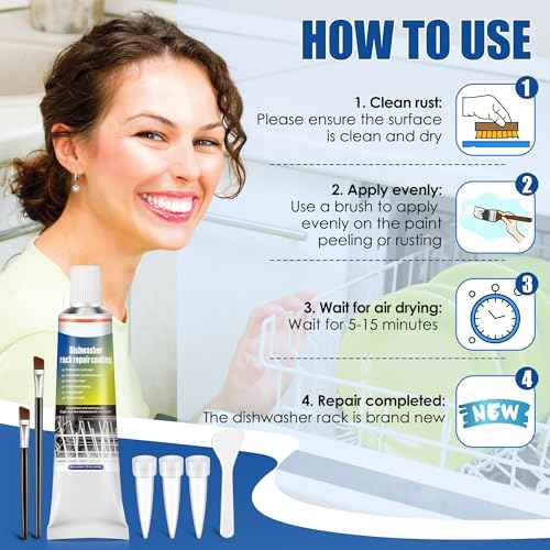 1.7oz Dishwasher Rack Repair Coating, White Dishwasher Vinyl Rack Rust Touch Up Paint Kit, Insulation and Waterproof, High and Low Temperature Resistant