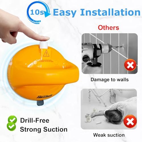 Shower Grab Bars, Safety Shower Grab Bars for Seniors, Drill-Free Shower Handle for Bathroom, Grab Bar for Elderly, Post-Surgery, Pregnant, Orange