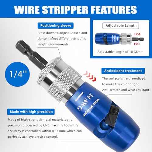 2025 Upgraded 8-in-1 Wire Stripper & Twisting Tool for Drill, 6/8/10/12/14 AWG Cable Stripper for Electricians, Professional Wire Twisting Attachment