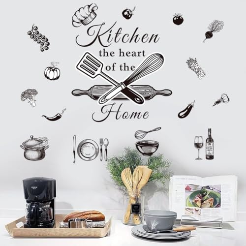 Wall Stickers Kitchen Quotes Wall Decals Wall Art Decals for Kitchen Dining Room Restaurant Vinyl Wall Sticker Peel and Stick Wall Decoration
