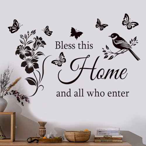 Family Inspirational Wall Stickers Quotes Bless This Home and All Who Enter Words Design Vinyl Decal Quote Wall Decor Stickers Motivational Quotes for Bedroom.