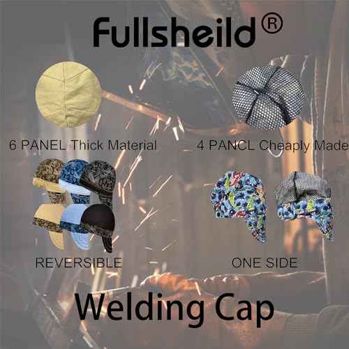 Fullsheild Reversible Welding Cap OneSize Flame Resistant Cotton Welder Hat Hood FR High Crown 3 pcs