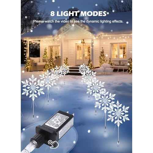 Brightown Snowflake Lights Outdoor, 10 Large Snowflake Christmas Pathway Lights, Christmas Decorations Outside Yard Sidewalk Walkway Driveway Marker Stake, White