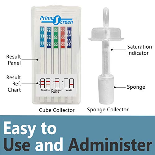 Prime Screen [25 Pack] 6 Panel Oral Saliva Drug Test Kit, Employment and Insurance Testing (AMP, COC, MET, OPI, PCP, THC) - ODOA-166