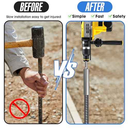 Pisman Hex Shank Ground Rod Driver for Jack Hammer, Hammer Drill Grounding Rod,Jackhammer Bit Aapter for Hex Demolition Jackhammer and 1-3/16" Hex-Shank