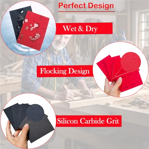 20 PCS 3 x 4 Inch 400-3000 Grit Ultra Fine Sanding Sponge, Soft Foam Sanding Sponge Paper Sandpaper for 1/8" Palm Pneumatic Sheet Sander Work for Automotive Metal Wood Furniture Polishing