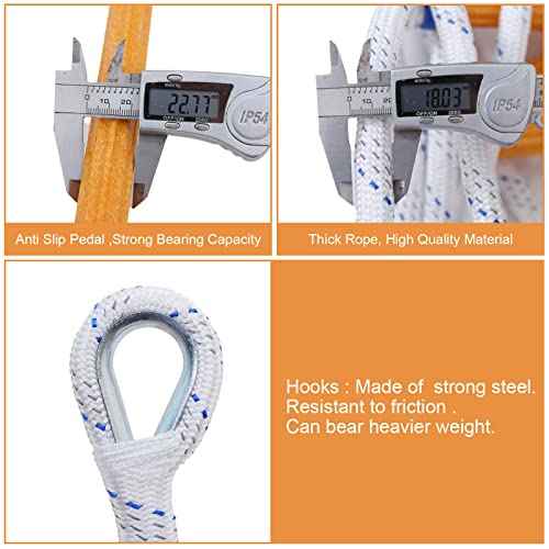 Rope Ladder,16 Feet Emergency Fire Escape Ladders Flame Resistant Safety Rope Ladder with Hooks,Fast to Deploy Sturdy and Strong Portable and Reusable 2 Story,Weight Capacity up to 2000 Pounds