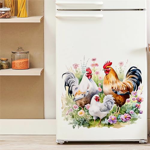 Chicken Family Wall Stickers, sacinora Rooster Hen Chicks Farm Idyllic Wall Decals Removable Vinyl Peel and Stick for Farmhouse Kitchen Dining Room Nursery Pantry Home Decorations