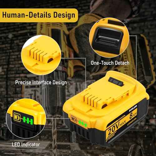 POWLAND 2-Pack 8000mAh 20V Max Replacement Battery for DeWalt DCB200, DCB205, DCB206, DCB207 ? Compatible with DeWalt 20V Cordless Power Tools & Chargers (High-Capacity, Long-Lasting)