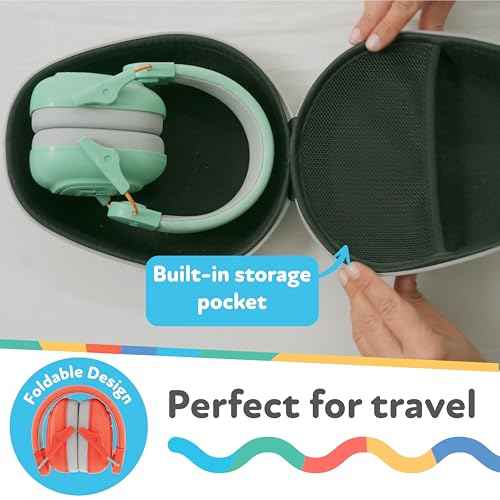 Nuby Soft Sounds Noise-Canceling Earmuffs with Travel Case - Hearing Protection for Kids and Teens - Adjustable Headband - Super Soft Padding - White