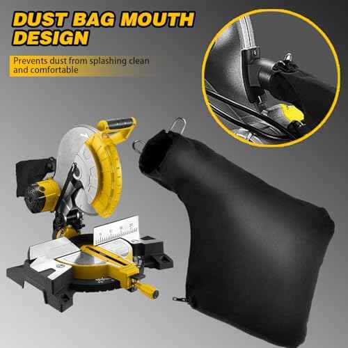 Dust Bag for Miter Saw 255 Model, Adjustable Bracket Size Dust Collector Bags with Zipper, for Diameter of 45mm-50mm