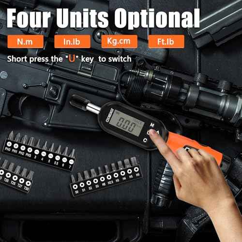 38pcs Torque Screwdriver 1.01-106.2 in-lbs/0.11-12 Nm, 1/4 inch Drive Electronic Digital Torque Wrench Set Vibration with Buzzer/LED Notification for Gunsmithing, Scope Mounting