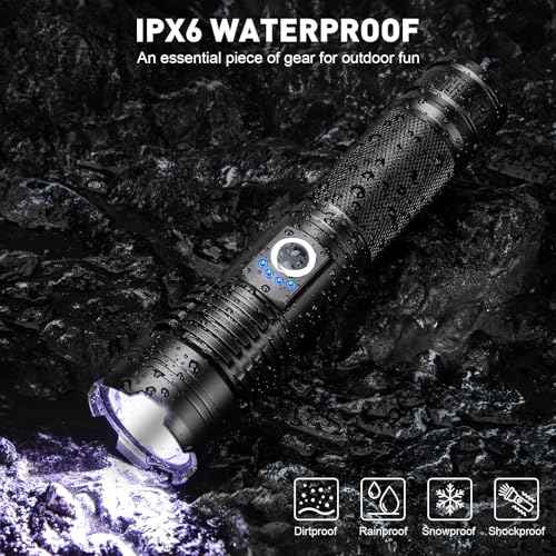 Rechargeable LED 90,000 High Lumens Flashlights, 2 Pack Super Bright Flash Light with Cob, 7 Modes Waterproof Powerful Flashlight for Home (L-2P)