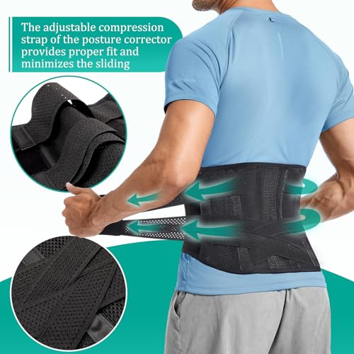 Adjustable Back Brace for Lower Back Pain & Sciatica Relief - Unisex Lumbar Support Belt for Herniated Disc, Posture Correction, Breathable Design for Work, Sports (B92,Small)