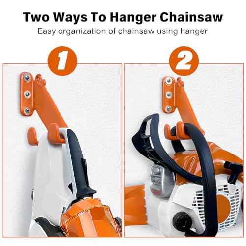 Chainsaw Hanger - 1Pack/2 Pack Chainsaw Holder, Heavy Duty Chainsaw Wall Mount, Garage Organization Garage Storage Shed Organizer Mounted Chainsaw Rack Tool Racks (2, Orange)