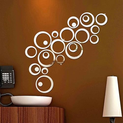72 PCS Acrylic Circle Mirror Wall Stickers Removable Round Dots Mirror Wall Decals DIY Decals Modern Art Mural for Home Living Room Bedroom Decor (Black, Red, Silver£©