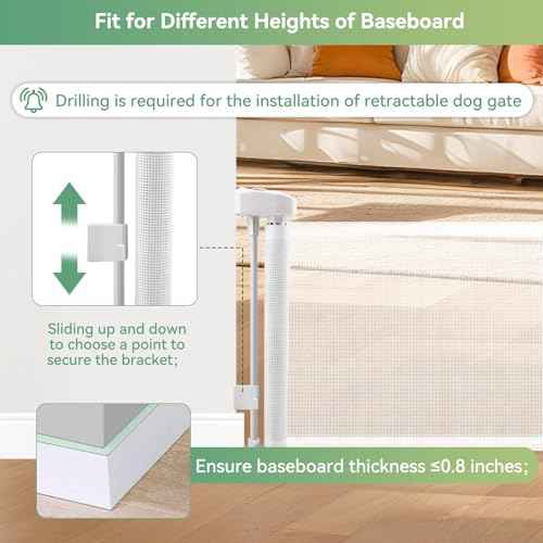 Pet Gates 14" H Short Dog Puppy Gate, Retractable Dog Gates Extends to 59 Inches for Stairs & Doorways Hallways (Drilling Required)