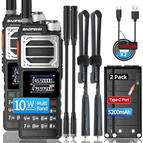 BAOFENG Radio Ham Radio Long Range AR-25R 10W Handheld 5RM Two Way Radio (Upgraded of UV-5R) Long Range Walkie Talkies for Adults,Copy Frequency USB-C Charger AirBand UV-25 2 Way Radio (2 Pack)