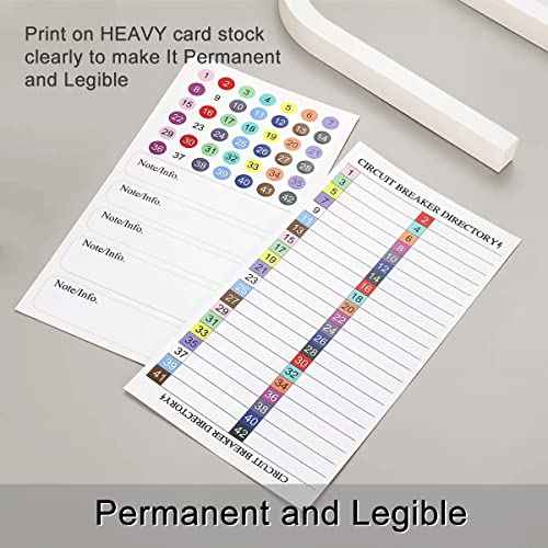 Circuit Breaker Directory Label Sticker Decal Electric Fuse Panel Box Waterproof with Adhesive Backing Organize Replacement Color Code Guide(2 Sets)
