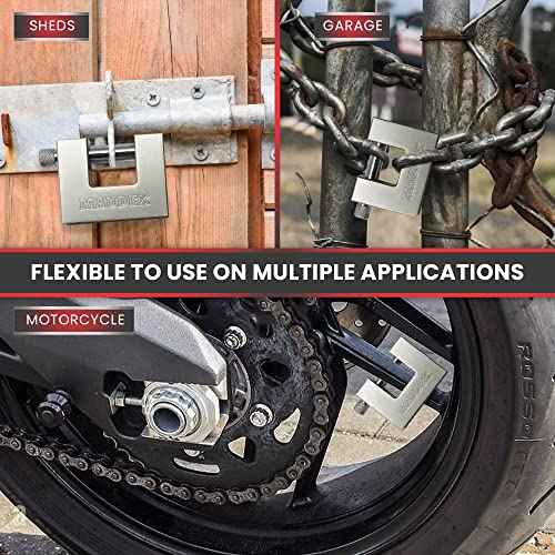Maudex¢ç MDP/70 Heavy Duty Lock with 0.59¡± Shackle Clearance & 0.47¡± Thick Bolt [Nickel Plated Finish] - [Anti Pick, Anti Drill Cylinder] - Ideal Lock for Storage Units with 10 Keys