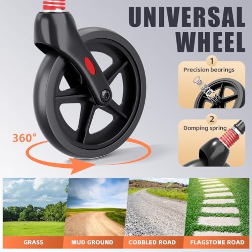 Lightweight Foldable Transport Wheelchair for Adults & Seniors - 12” All Terrain Wheel, Double Handbrake, Holds 220 LBS, Portable for Travel & Daily Use Chairs