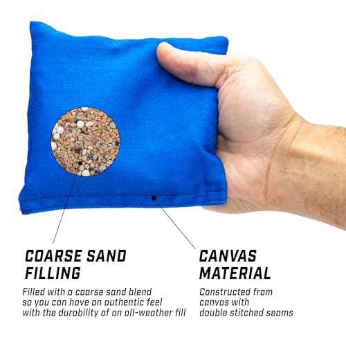 GoSports Official Regulation Cornhole Bean Bags Set of 8 ? for Fun Casual Cornhole Games - All Weather - American Stars and Stripes or Red and Blue