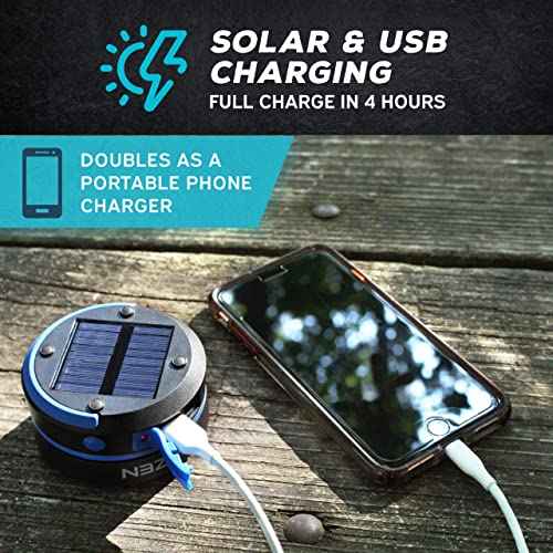 Kizen Solar Camping Lantern Rechargeable - LED Lanterns for Power Outages, & Camping Lights - Collapsible & Rechargeable Lamp with Solar or Plug - Hiking Gear
