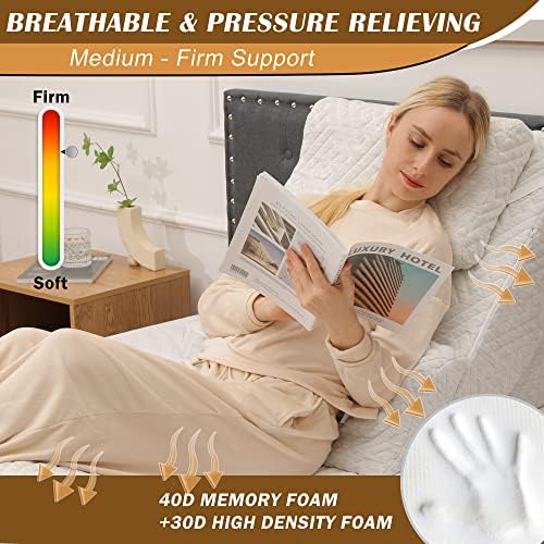 5pcs Orthopedic Bed Wedge Pillow Set, Adjustable Memory Foam, Post Surgery Foam for Back Neck & Leg Pain Relief Support, Acid Reflux, Snoring Reading, Sleeping, Sitting up, Grey