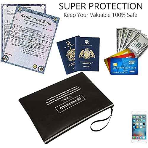 Fireproof Money Bag,Bank Bag Fireproof and Waterproof Cash Bag with Zipper Closure, Fireproof Safe Storage Bag Envelope, Suitable for documents, Bank Inventory, Passport Document Bags (Black, L)