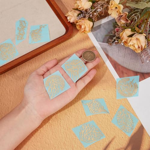 OLYCRAFT 9pcs 1.6x1.6 inch Religion Theme Stickers Word Pattern Sticker Self Adhesive Gold Stickers Islamic Script Metal Gold Stickers for Scrapbooks DIY Resin Crafts Phone & Water Bottle Decoration