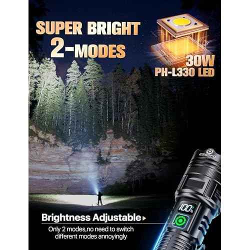 Esgofo Rechargeable Flashlights High Lumens 10000 2 Modes High/Low, Super Bright Magnetic LED Flashlight Long Distance 3280FT, Powerful Long Lasting Strong Flash Light USB C with Clip for Hiking