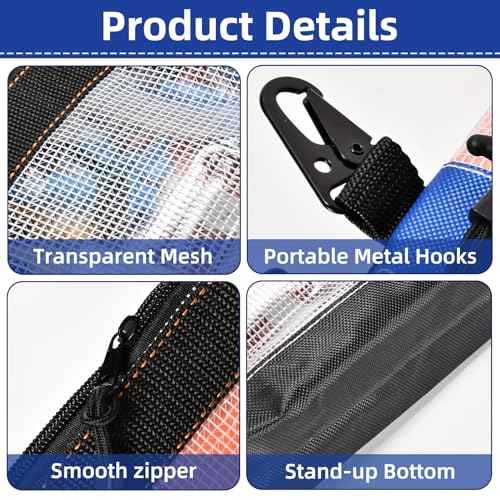 4Pcs Clear Tool Pouch, 11" Zipper Pouches, Durable Organizer Bag for Box Organizers and Storage, Heavy Duty Small