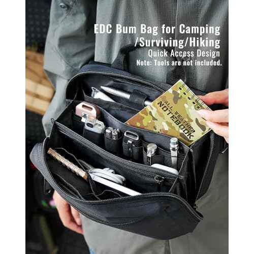 sayram SS1 EDC Sling Bag, Waxed Canvas EDC Sling Backpack, Men's Crossbody Pack Travel Hiking EDC Shoulder Backpack (Classic Black)
