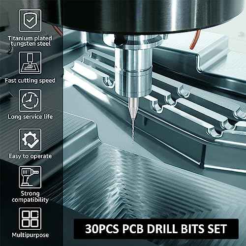 40Pcs PCB Micro Drill Bits Set, 0.1mm-1.0mm, Shank Spiral Tungsten Steel Carbide PCB Print Circuit Board Flute CNC Router Bits for Print Rough Stone Circuit Board Jewelry CNC Engraving