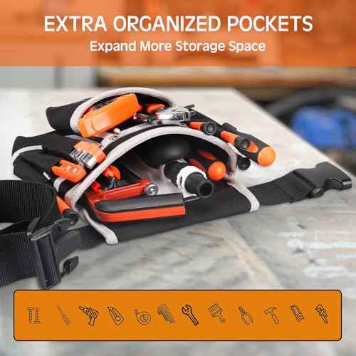 Tool Belt, Magnetic Tool Pouch with 26 Pocket Tool Belts for Men Heavy Duty Tool Pouch Bag, Detachable Tool Bags for Carpenter, Electrician, Woodworker, Construction