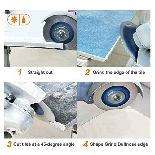 Diamond Porcelain Tile Saw Blade - BRSCHNITT 2pcs 4.5" Super Thin Diamond Cutting Grinding Disc with X Teeth Arbor 7/8¡°-5/8¡° for Ceramic Tiles,Granite,Marble Angle Grinder Circle Saw Blade