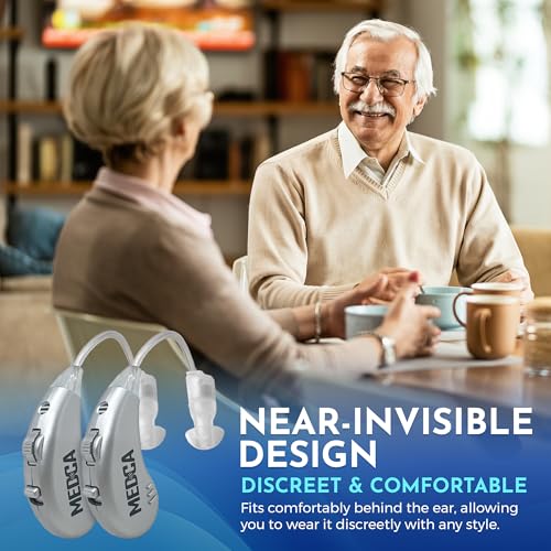 Digital Hearing Amplifiers - Rechargeable BTE Personal Sound Amplifier Pair with USB Dock - Premium Behind The Ear Sound Amplification - by MEDca