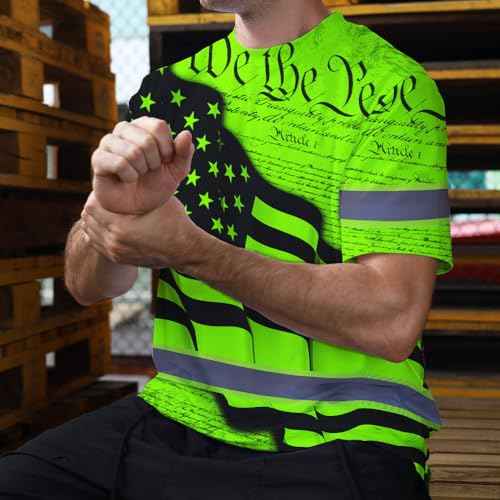 Maddly High Visibility US Flag Collection Safety Workwear Custom Name for Workers, Runners, Truckers, Patriotic