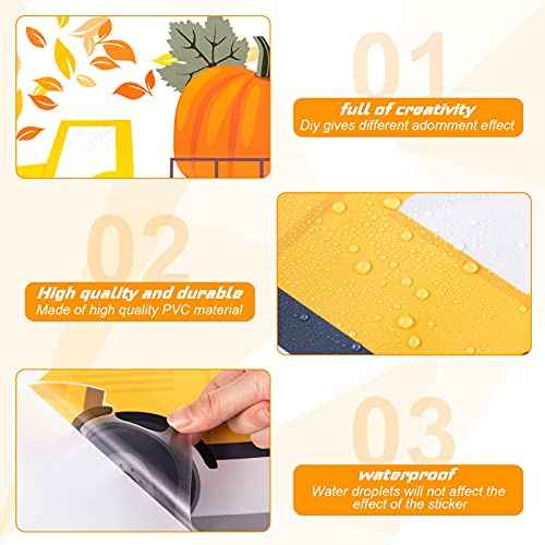 5 Pieces Thanksgiving Wall Stickers Maple Leaves Blessed Wall Decals Thankful Autumn Pumpkin Window Clings Fall Harvest Wall Art Decor Wall Stickers for Kitchen DIY Living Room Bedroom