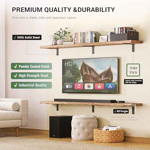 Shelf Brackets Heavy Duty 14 Inch Black L Brackets for Shelves 12 Pack 5mm Thick Wall Mounting Floating Metal Iron Shelf Support for Wood with Screw