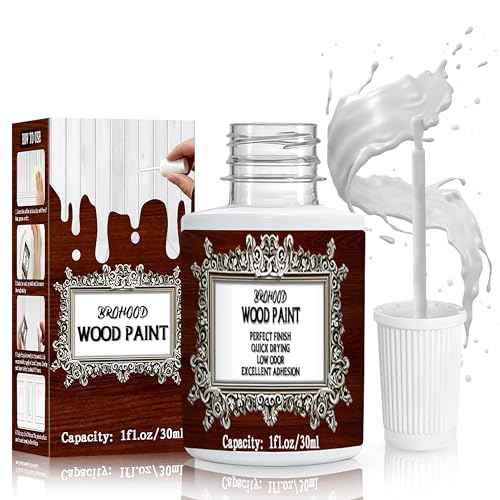 Brohood Wood Paint for Furniture Cabinet Kitchen Door, Semi-Gloss White Scratch Repair for Wood Surface Renovation, 1 Oz White Paint for Spots and Chips