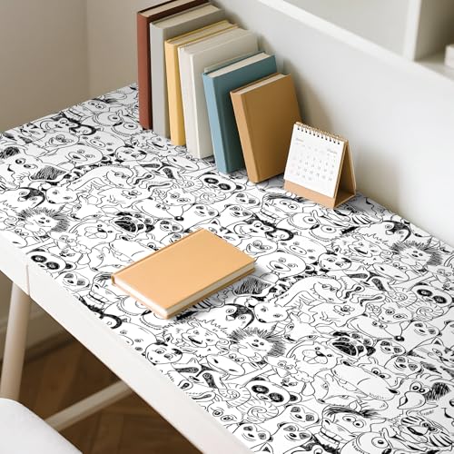 FunStick Black and White Wallpaper Peel and Stick Modern Animal Wall Paper Self Adhesive Vinyl Fun Lion Tiger Deer Dog Animal Contact Paper Removable Wallpaper for Kids Room Bedroom Walls 17.5"x118"