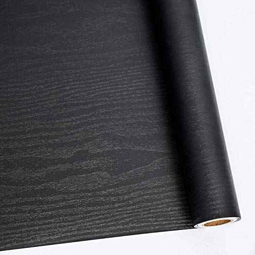 Abyssaly Black Wood Peel and Stick Paper 17.7In X 590 in Decorative Self-Adhesive Contact Paper Film for Furniture Easy to Clean Thickening Upgrade Increase Stomata and Reduces Bubble Generation