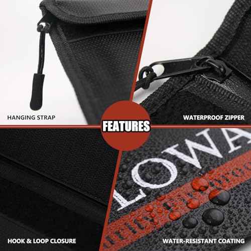 ROLOWAY Fireproof Bag (9.6 x 6.6 inches) 5200¢µ Heat Insulated, Fireproof Money Bag with Zipper for Cash (2-Pack Black)